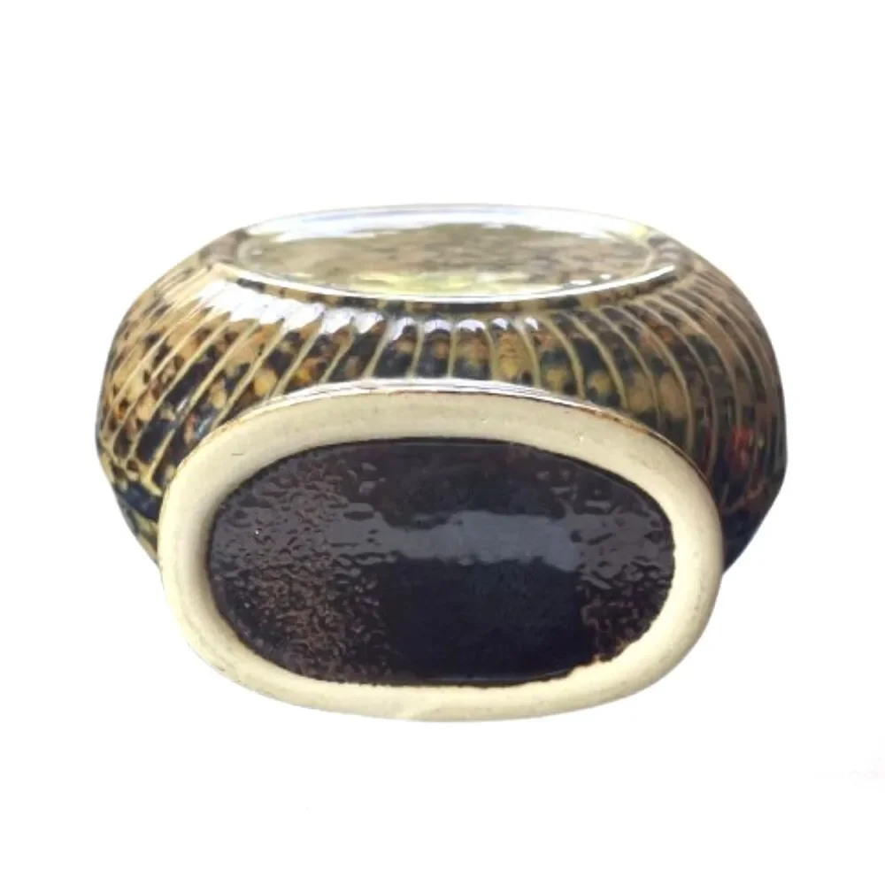 Vintage Ceramic Vase MCM Speckled Glaze with Ribbed Detailing